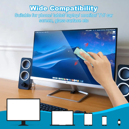 2-in-1 Portable Phone & Tablet Screen Cleaner Set – Spray with Microfiber Cloth for Touchscreens & Glass