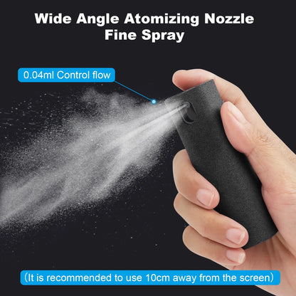 2-in-1 Portable Phone & Tablet Screen Cleaner Set – Spray with Microfiber Cloth for Touchscreens & Glass